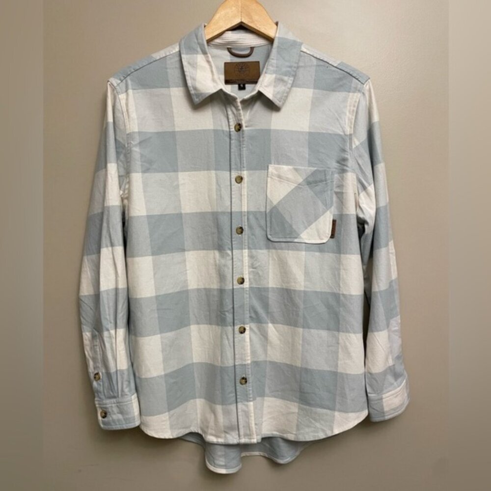 Plaid Button Down Shirt - Blue and White